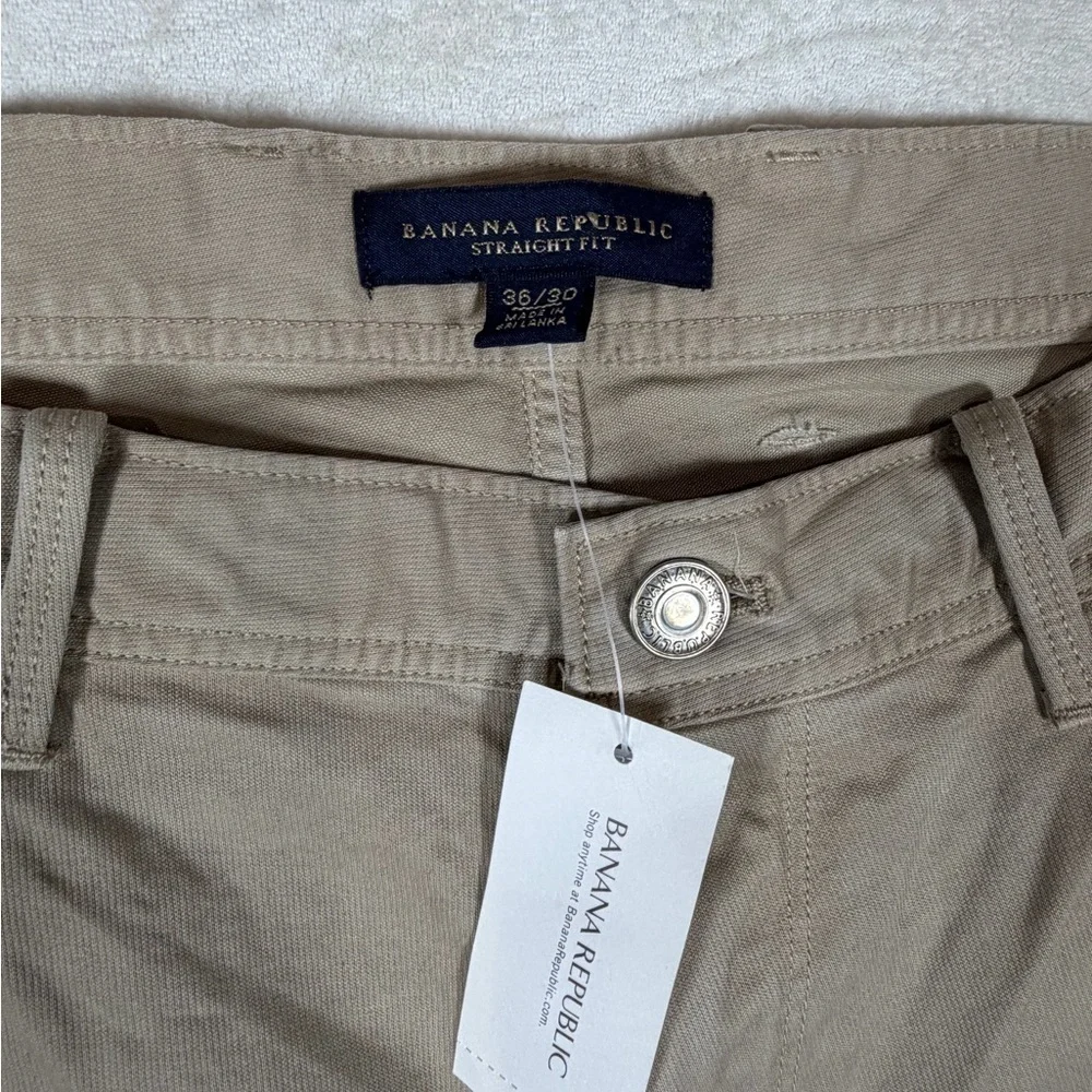 NWT Banana Republic 36W Khaki Straight-Fit Structured Trousers Pants